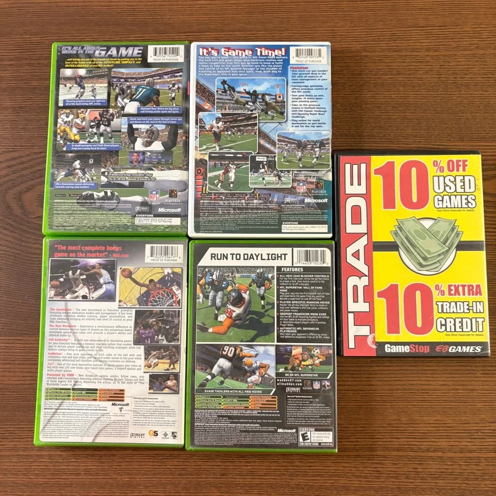 Microsoft Xbox‎ Sports Game Lot of 5 Madden NFL NBA 2K5 Tiger Woods Good Bundle